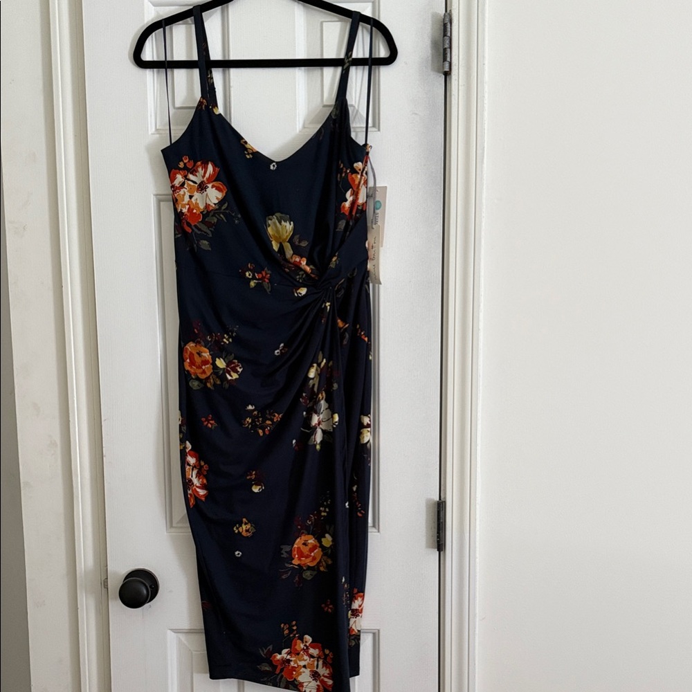NWT: Nine Britton Navy Floral Midi Dress